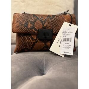 NWT Nicole Miller Brown and Black Snake Skin Crossbody Purse | SAME DAY SHIP